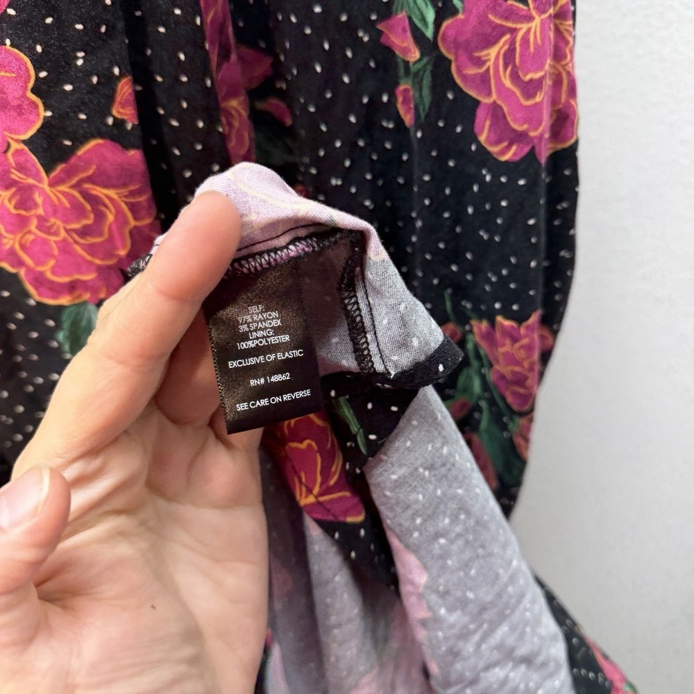 Torrid 5 / 5X Tea Length Stretch Challis Sweetheart Dress POLKA DOT Floral - Picture 8 of 11